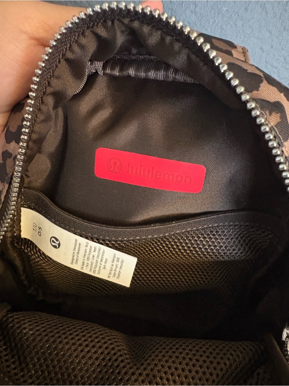 Lululemon Everywhere Sling BagLeopard Print Crossbody with Red-Striped Strap - Picture 4 of 5